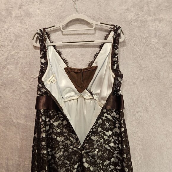 Coldwater creek dress womens12 black lace overlay blue satin lining feminine - Picture 12 of 15